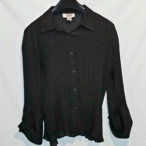 E.K. Designs Black Sheer Blouse Long Sleeve Large